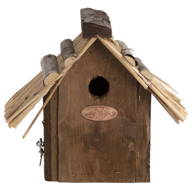 Vogelhuisje Nestkastje Winterkoning Rieten Dakje 20 Cm Vogelhuisjes