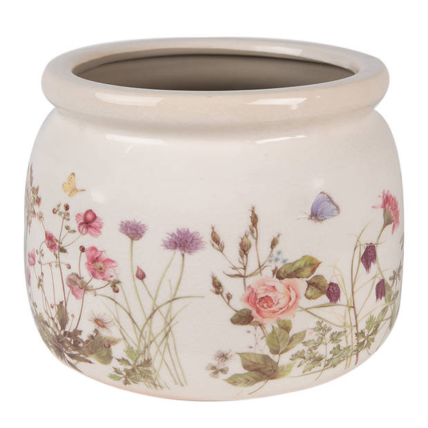 Clayre Eef Bloempot X Cm Beige Roze Keramiek Bloemen Bloempot