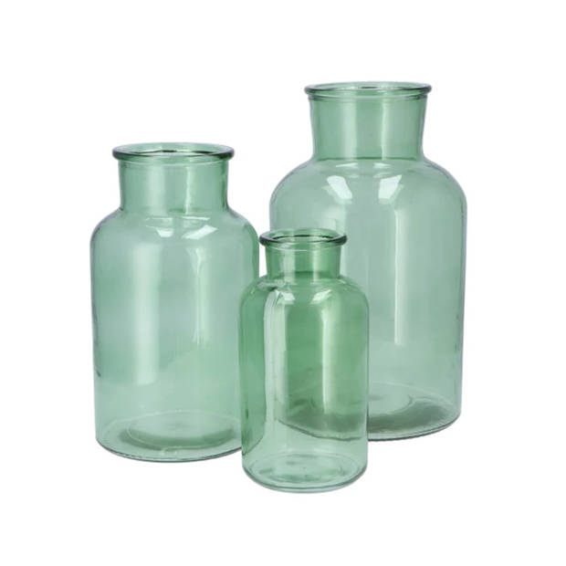 DK Design Bloemenvaas Melkbus Fles Helder Glas Zeegroen D17 X H30