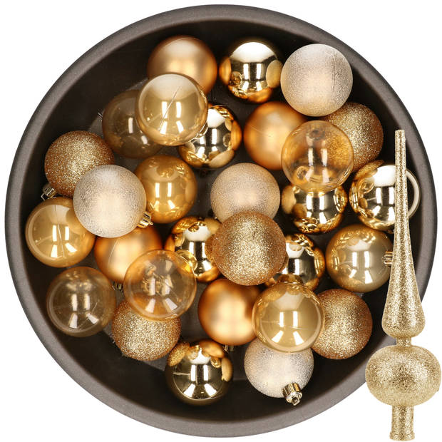 Kerstballen X Stuks Cm Incl Glitter Piek Goud Kunststof Kerstbal