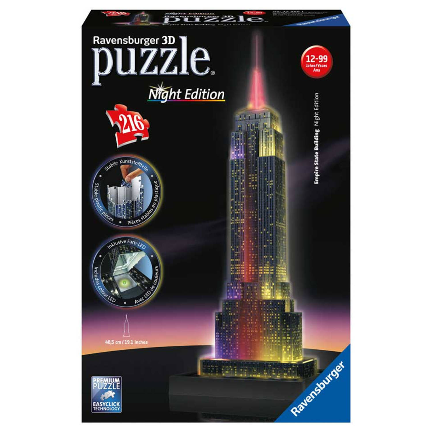 Regenjas ik ben slaperig schouder Ravensburger 3D puzzel Empire State Building met licht - 216 stukjes |  Blokker