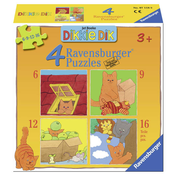 Ravensburger Dikkie Dik puzzelset - 6 + 9 + 12 + 16 stukjes