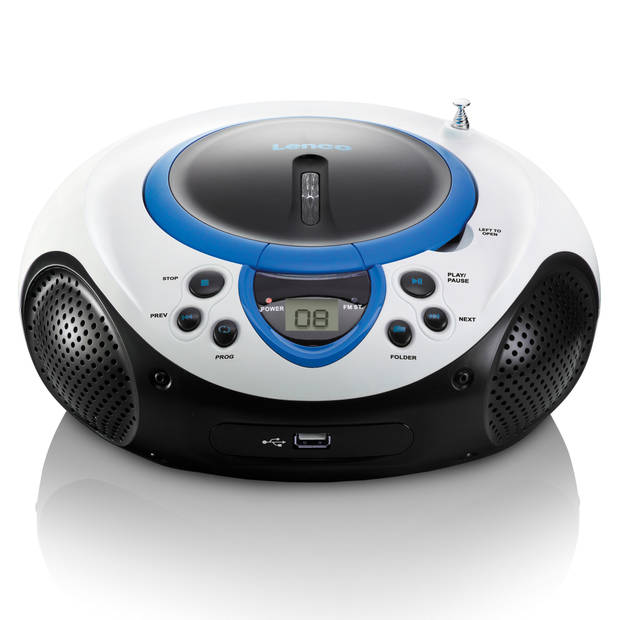 Draagbare FM Radio CD en USB speler Lenco Wit-Blauw