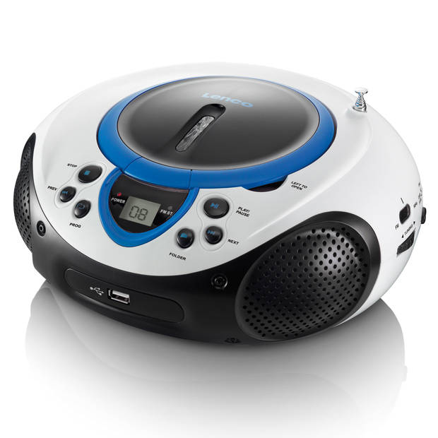 Draagbare FM Radio CD en USB speler Lenco Wit-Blauw