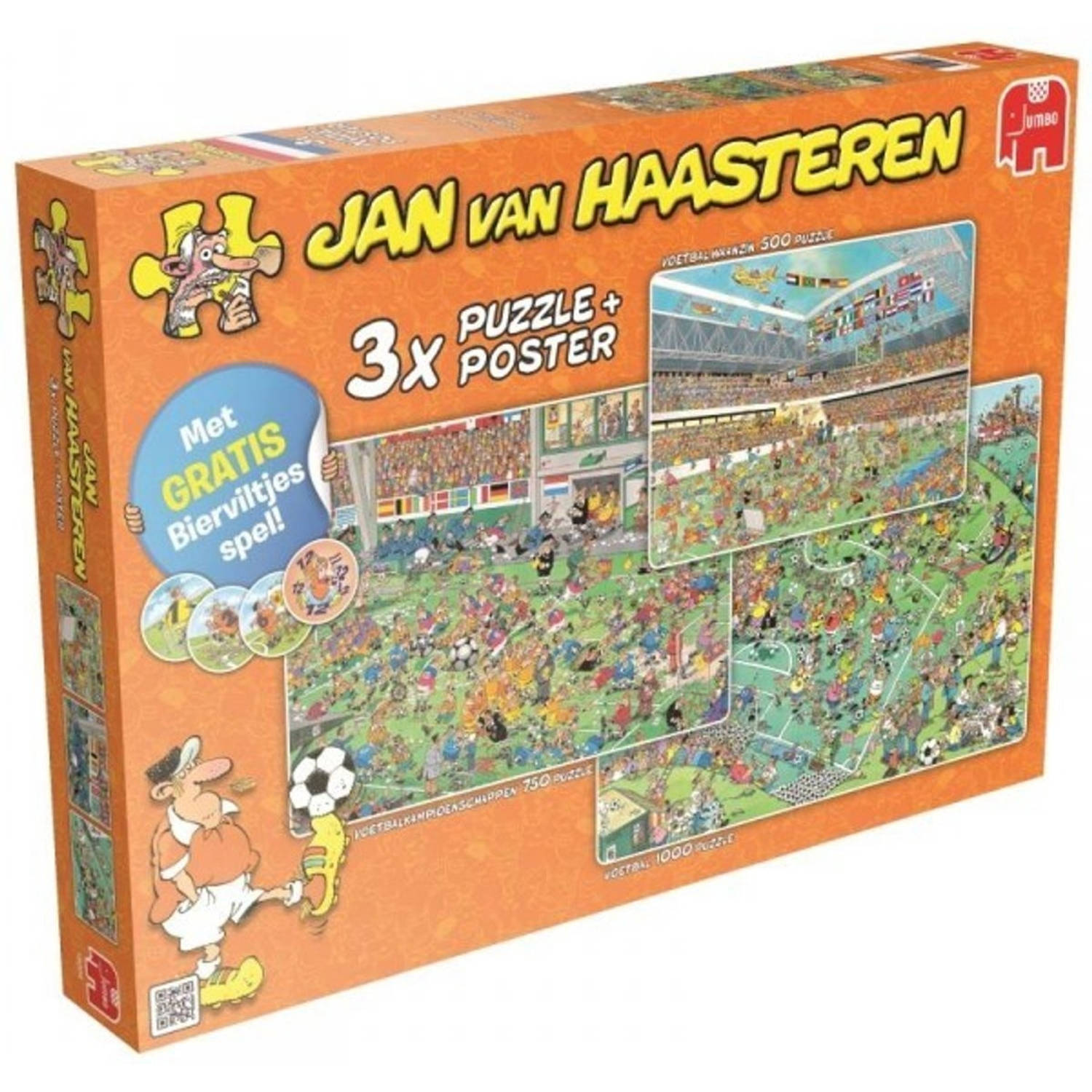 kijk in Brig Mijnenveld Jan van Haasteren puzzel WK voetbal - 3 x 1000 stukjes | Blokker