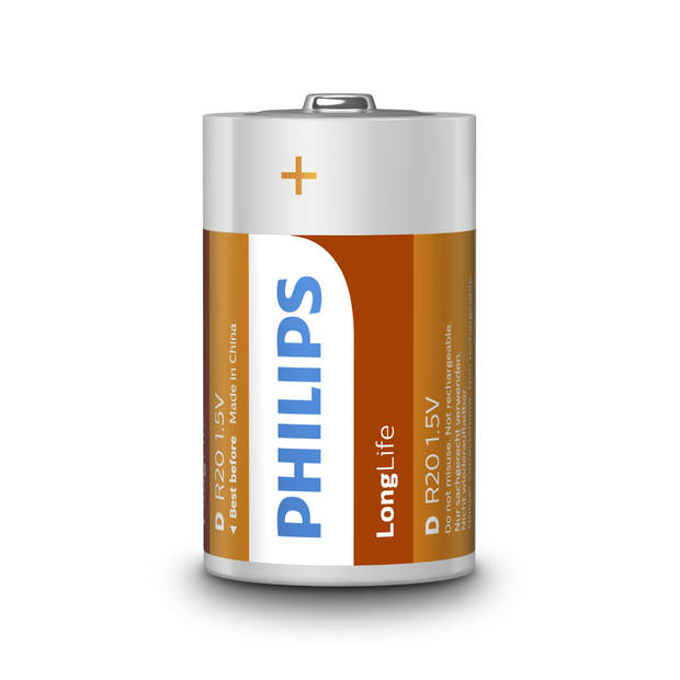 Philips Longlife D-batterijen 2 stuks