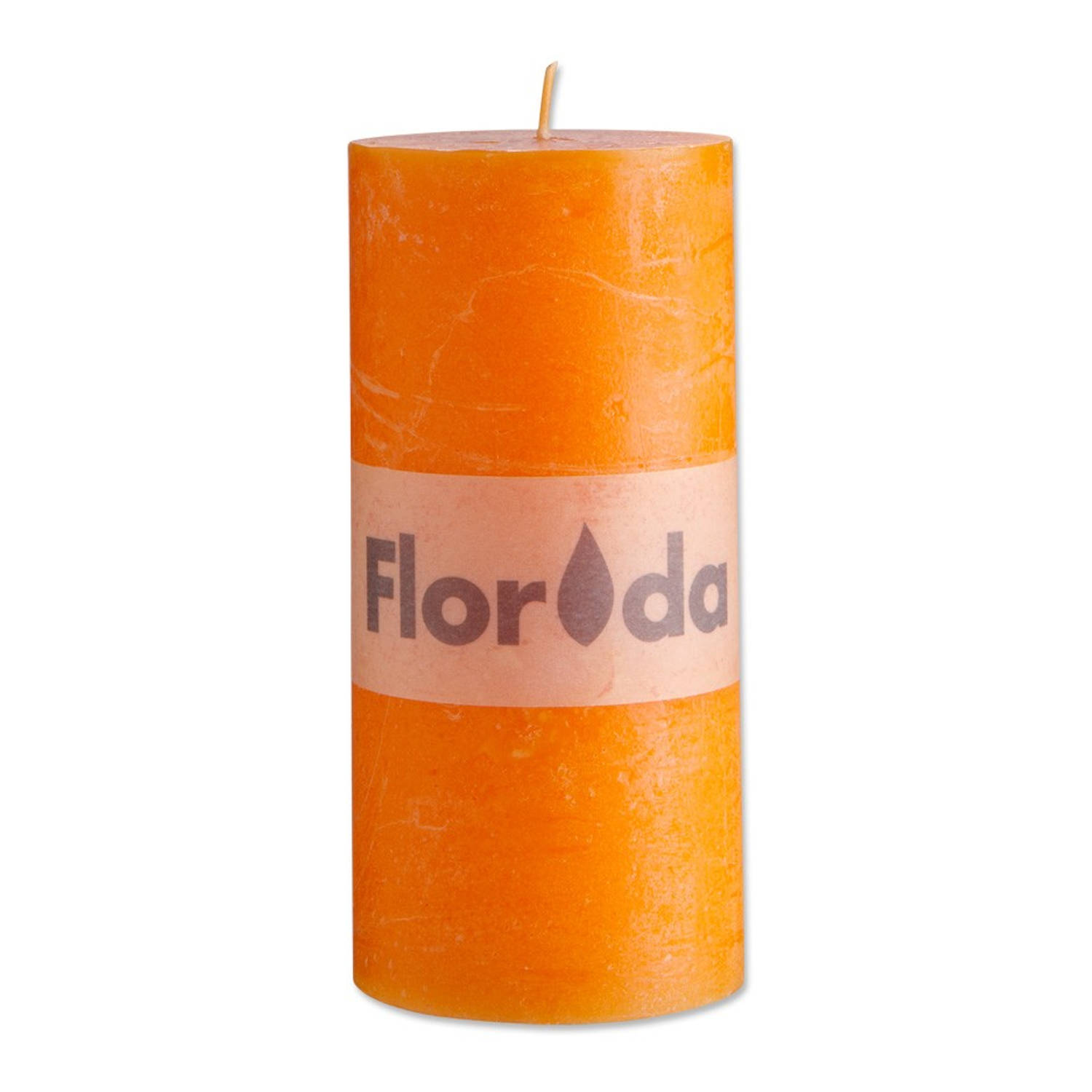 Onderdrukker Krijt gegevens Rustieke kaars Florida oranje 7X15cm. | Blokker