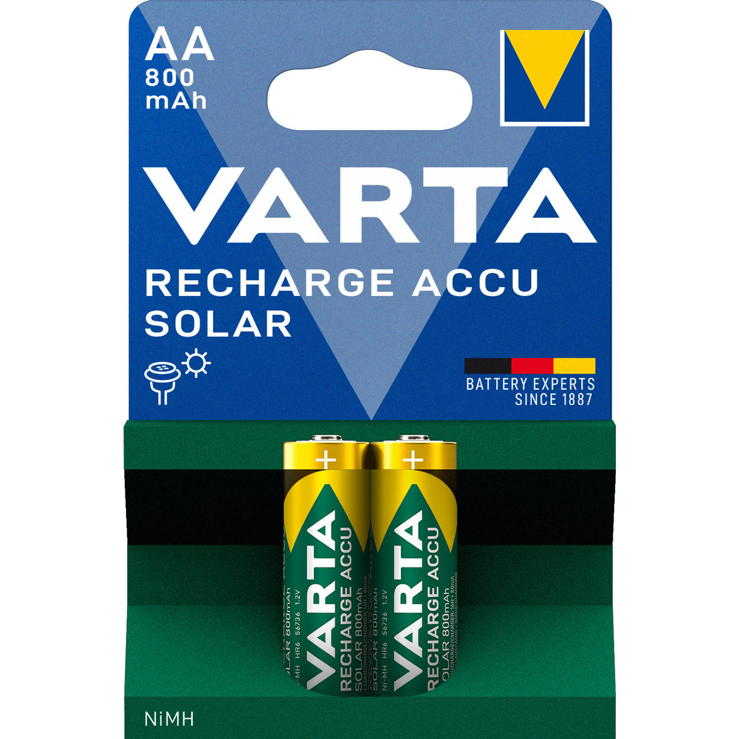 Varta oplaadbare batterijen - Solar AA 800 mAh | Blokker