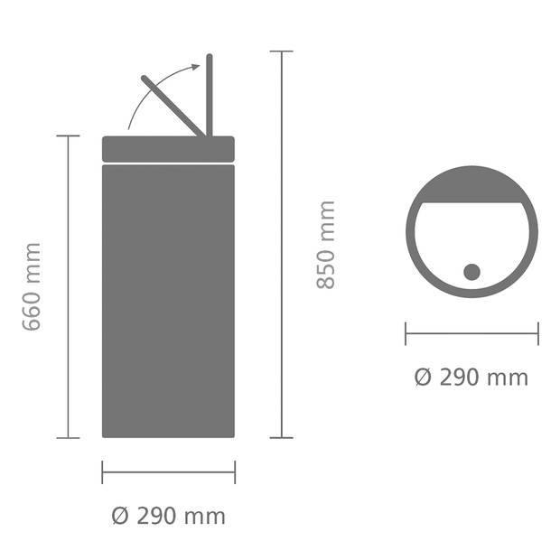 Brabantia Touch Bin Flat Top afvalemmer 30 liter met kunststof binnenemmer - Platinum