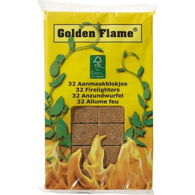 Golden Flame aanmaakblokjes vezel 32stuks