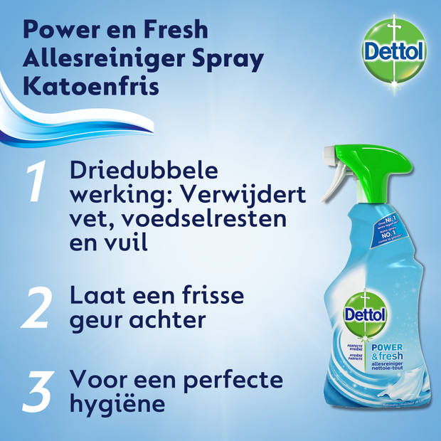 Dettol Allesreiniger Spray Power & Fresh - Katoenfris - 500ml x3