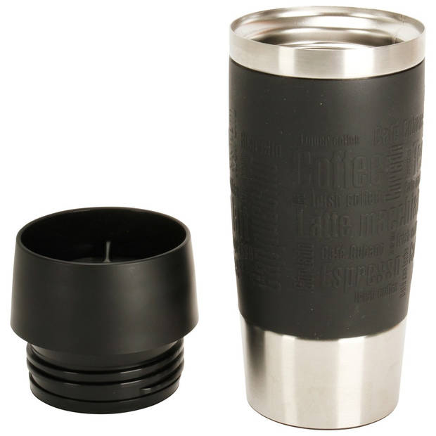 Emsa Travel Mug Isoleerbeker 0,36L rvs/zwart siliconen band