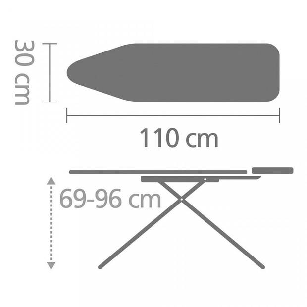 Brabantia Ice Water strijkplank A - met strijkijzerhouder - 110 x 30 cm