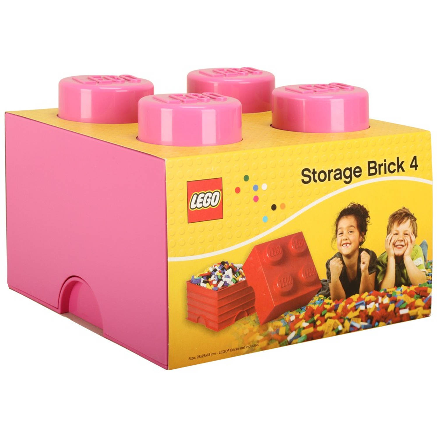 single Binnen Onderdrukker LEGO Brick 4 opbergbox - fuchsia | Blokker