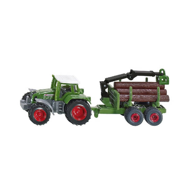 Siku Fendt tractor met aanhangwagen en boomstronken groen (1645)