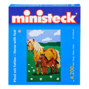 Ministeck paard met veulen - blauw