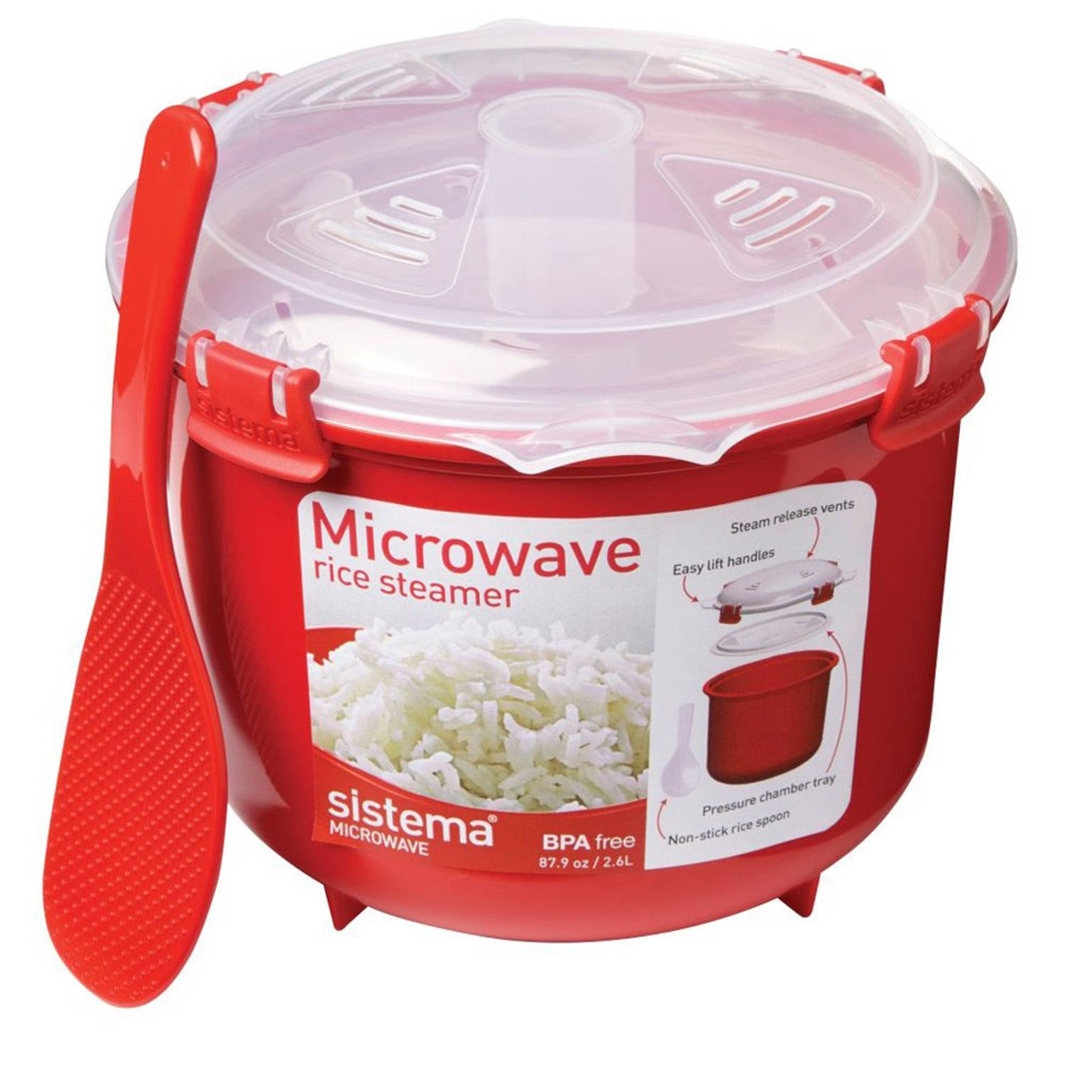 Lief Verbeteren Met andere bands Sistema Microwave rijstkoker - 2,6 l - rood | Blokker