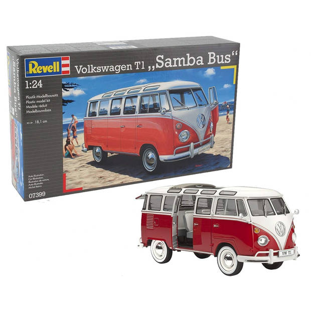 Revell modelbouwset VW T1 Samba Bus 1:24 rood/wit 173-delig