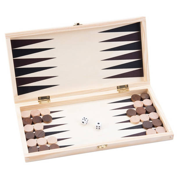 Longfield schaak en backgammon houten kist