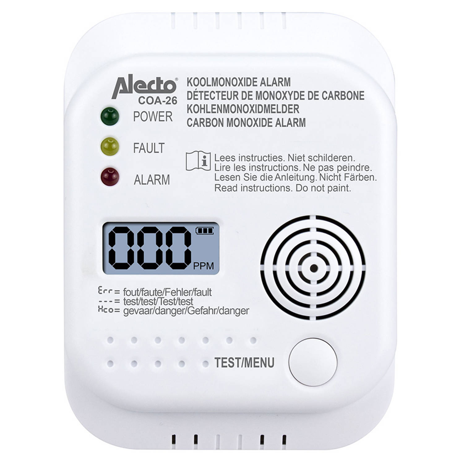 Alecto COA-26 Koolmonoxidemelder - 7 jaar sensor - Voldoet aan Europese norm EN50291 - Wit