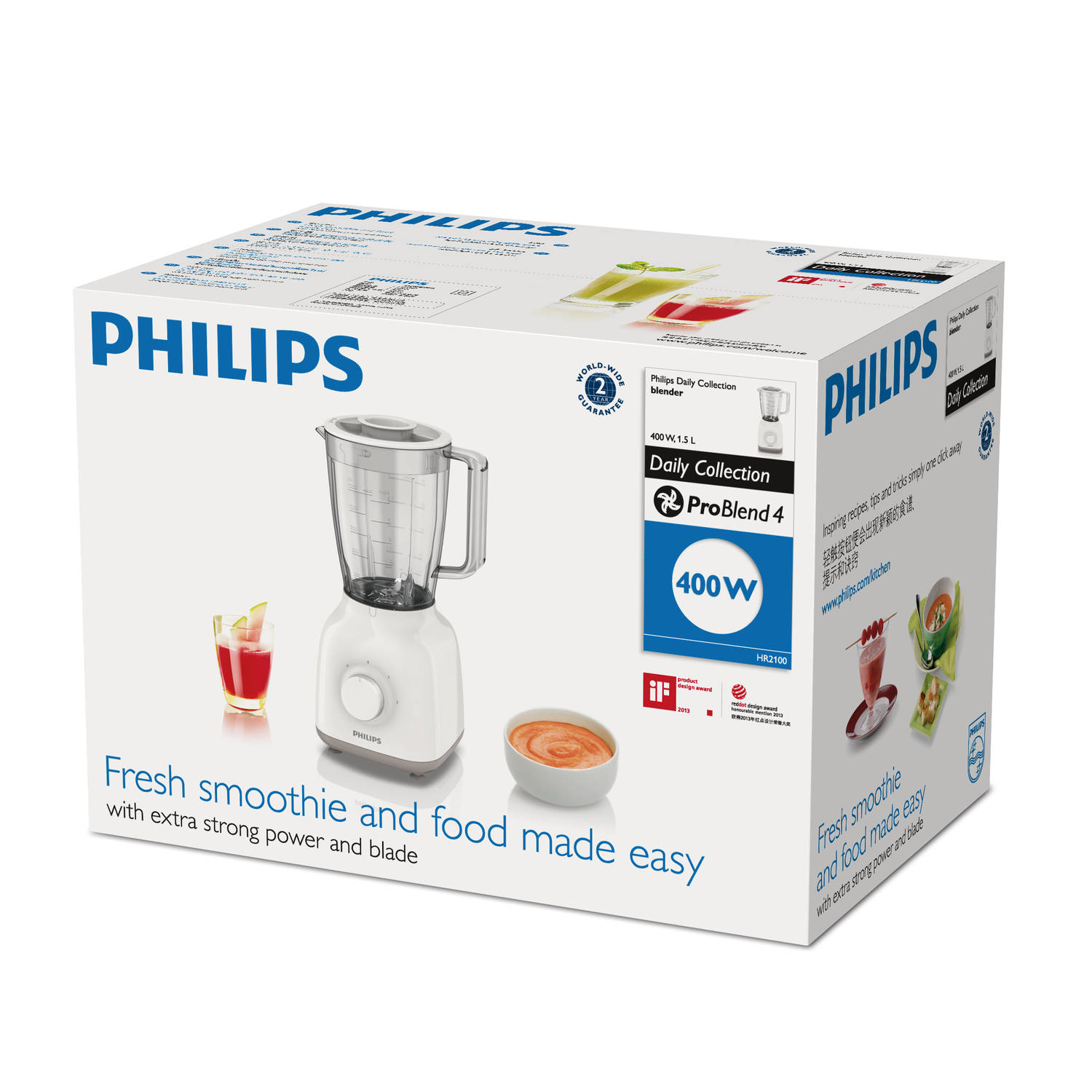 Beschietingen Dekking optie Philips HR2100/00 Blender Daily 1,5L | Blokker