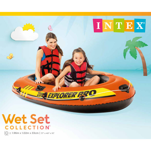Intex opblaasboot Explorer Pro 200 oranje 196 x 102 x 33 cm