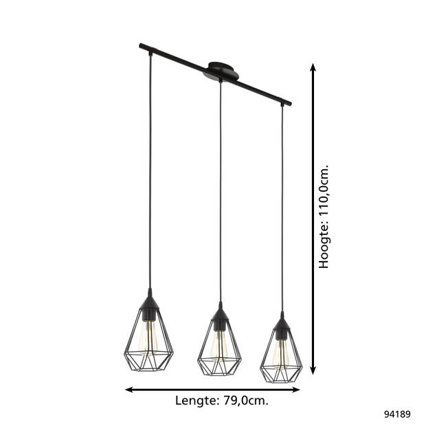 EGLO hanglamp Tarbes 3 - zwart