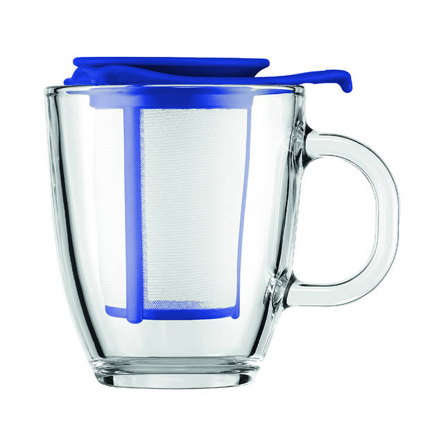 Bodum Yoyo theeglas met filter - blauw - 35 cl