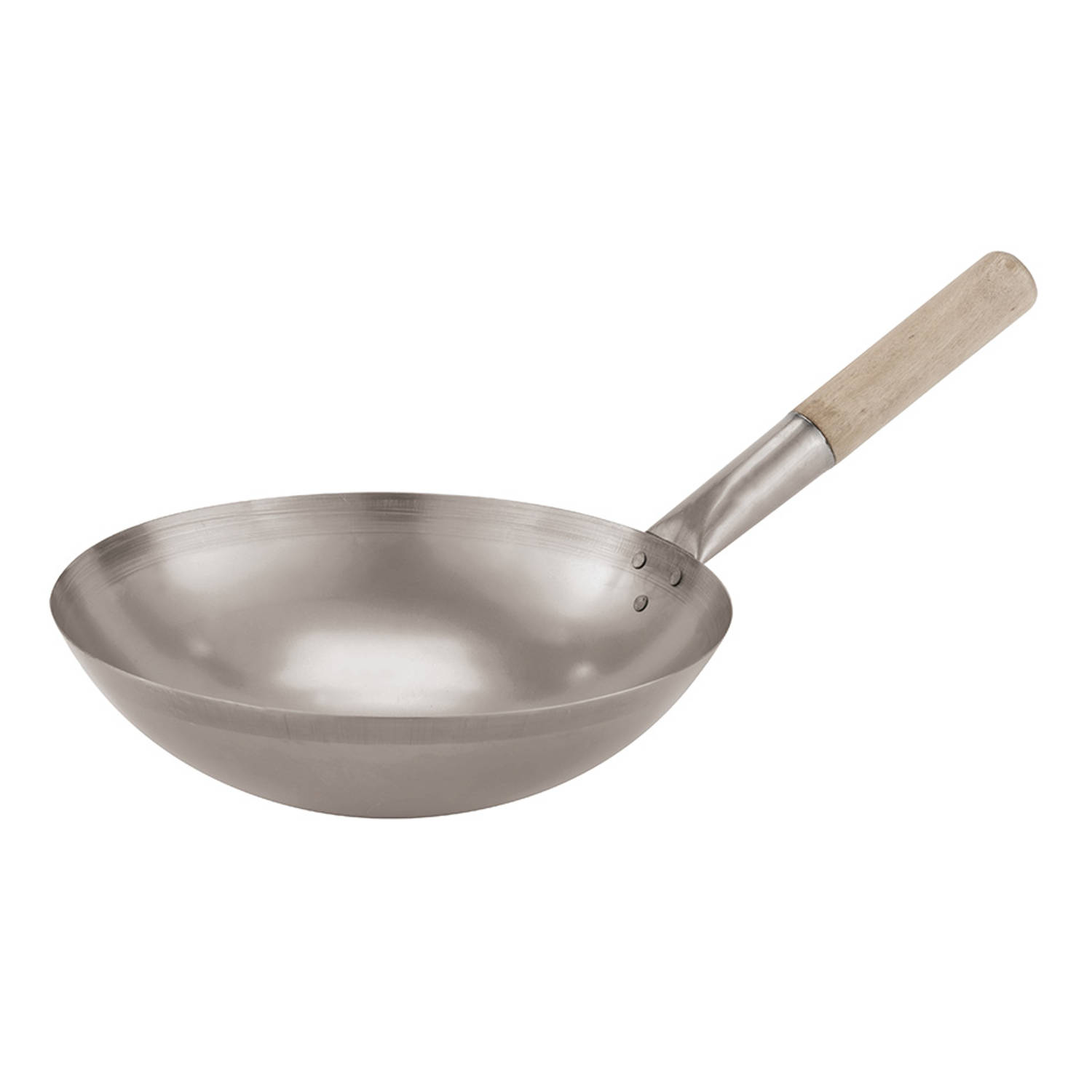 Labe Pasen aardappel Paderno wokpan - incl. steel - staal/hout - ø 40,5 cm | Blokker