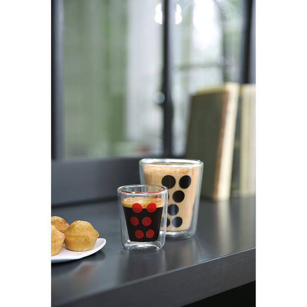 Zak!Designs DotDot espressobeker dubbelwandig - 7,5 cl - zwart