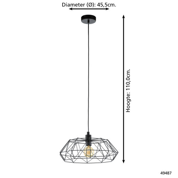 EGLO hanglamp Carlton 2 - zwart