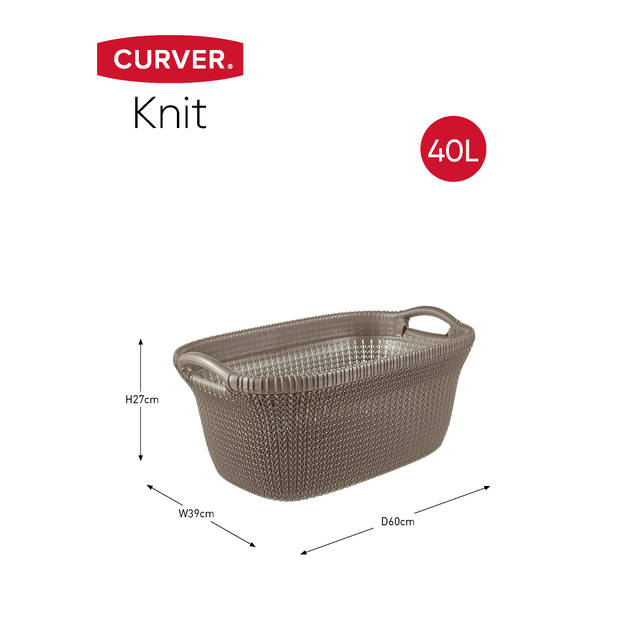 Curver Knit Wasmand - 40L - set van 2 - Bruin