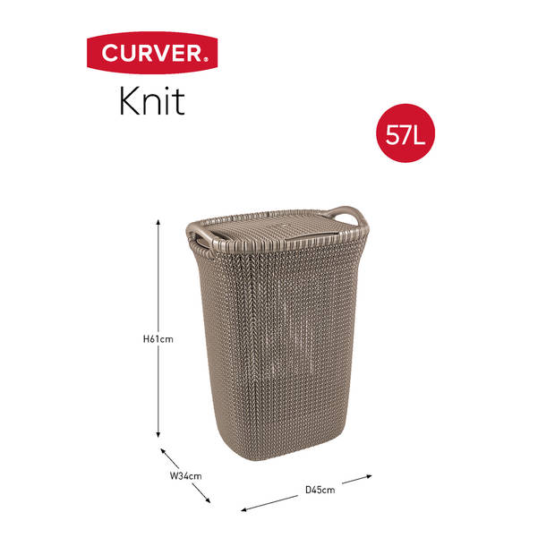 Curver Knit Wasmand met deksel - 57L - Bruin