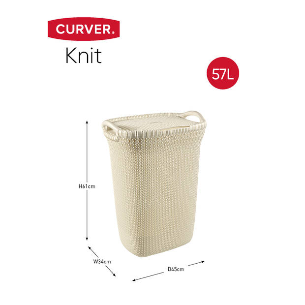 Curver Knit Wasmand met deksel - 57L - Oasis White
