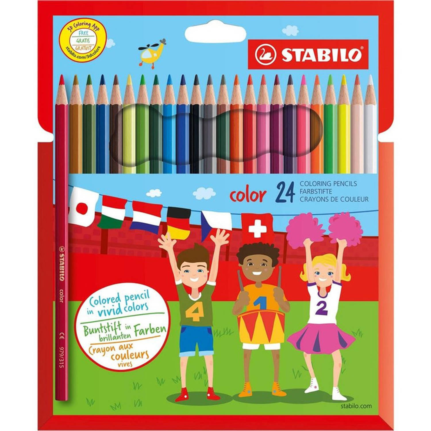 24x Stabilo kleurpotloden voor kinderen - Teken/hobby/knutselmateriaal - Tekenen/kleuren met potlood