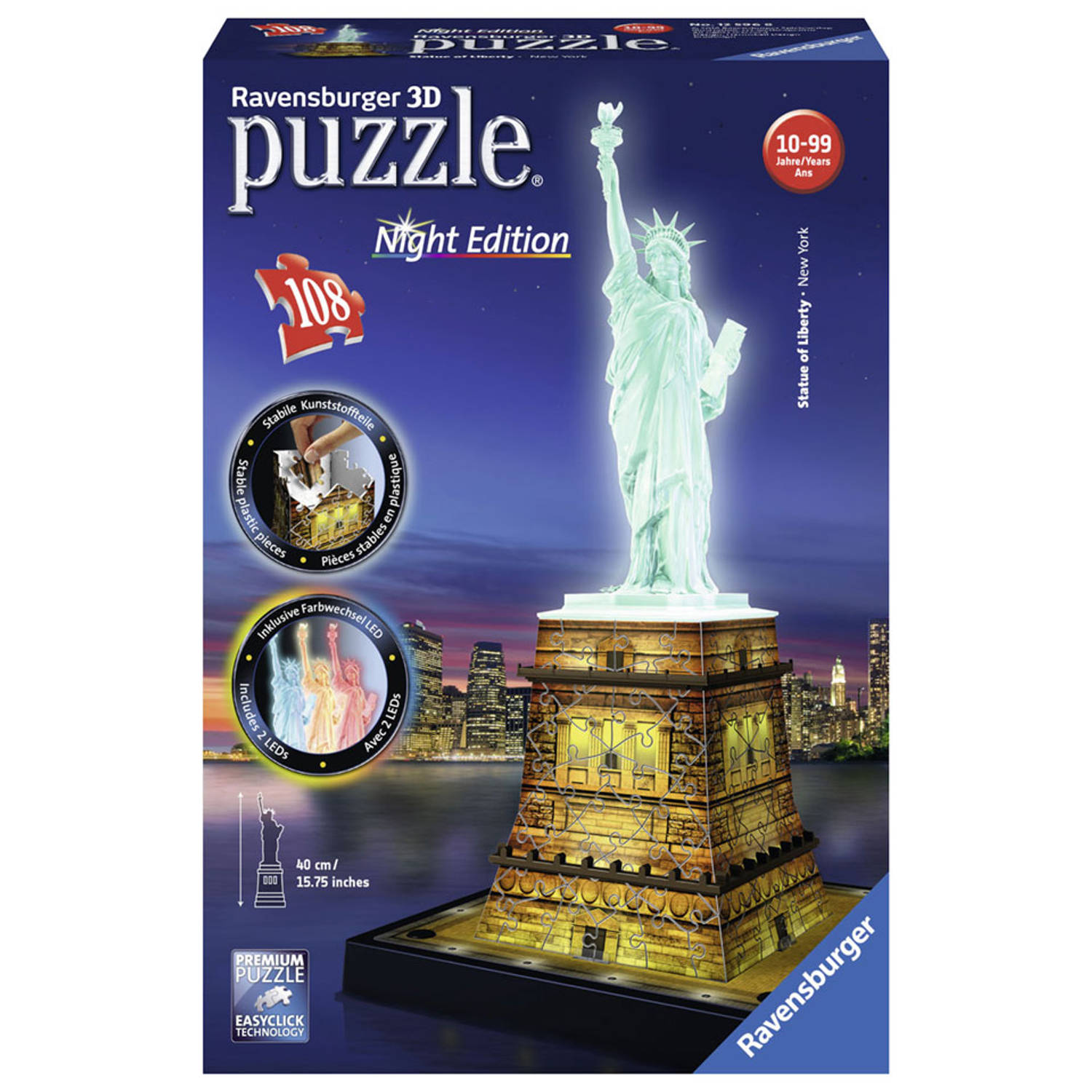 Ravensburger Statue of Liberty 3D puzzel night edition 108 stukjes