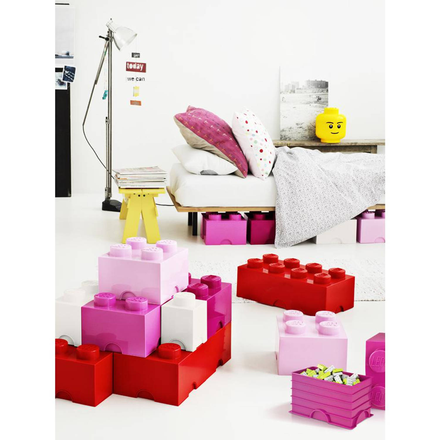 Onvermijdelijk verzoek aankomst LEGO Brick 8 opbergbox - roze | Blokker