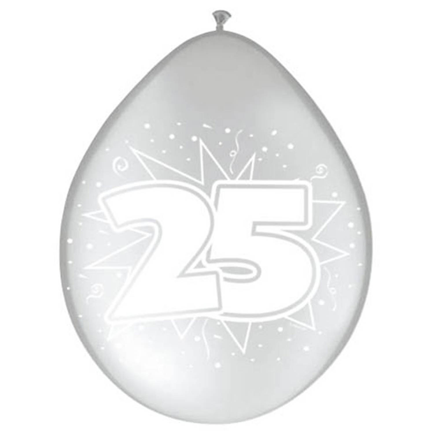 Ballonnen 25 jaar - 8 stuks - zilverkleurig