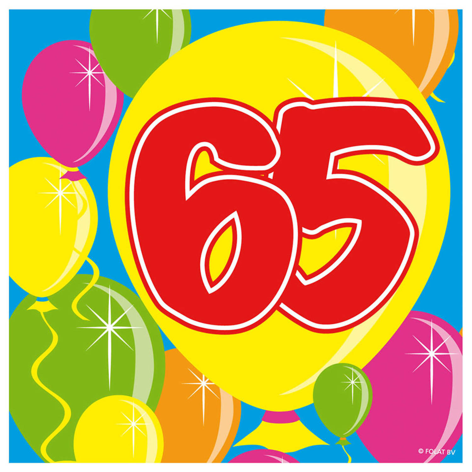 65 jaar servetten ballonnen - 25x25 cm - 20 stuks