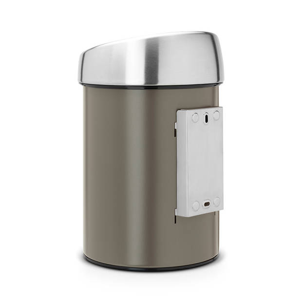 Brabantia Touch Bin wandafvalemmer 3 liter met kunststof binnenemmer - Platinum / Matt Steel