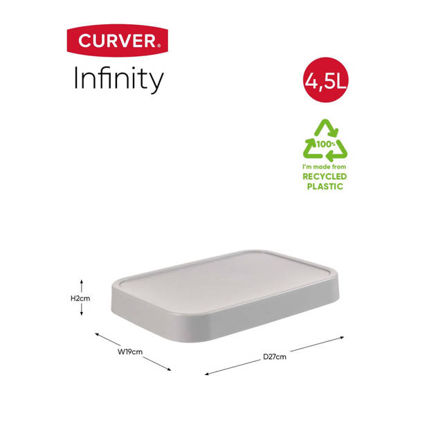 Curver Infinity Deksel - 4,5L - Lichtgrijs - 100% Recycled