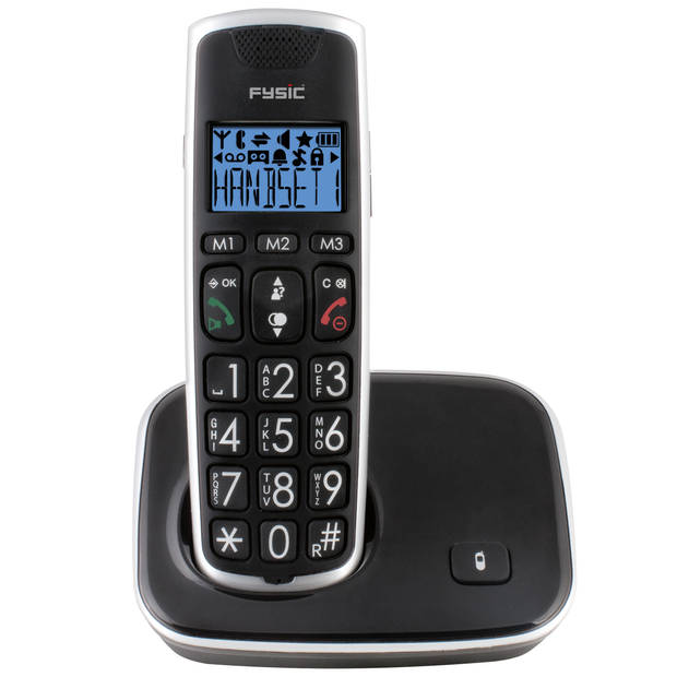 Senioren DECT telefoon met grote toetsen, 1 handset Fysic Zwart