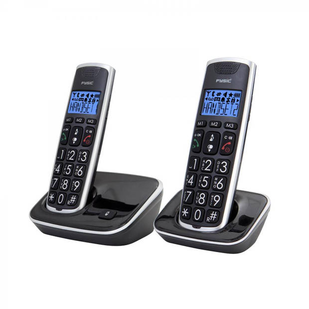 Fysic Seniorentelefoon draadloos FX-6020 dubbel zwart en zilverkleurig