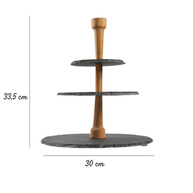 Boska Party Tower® - 3-laagse Etagère van Leisteen - Zwart - ? 30 cm