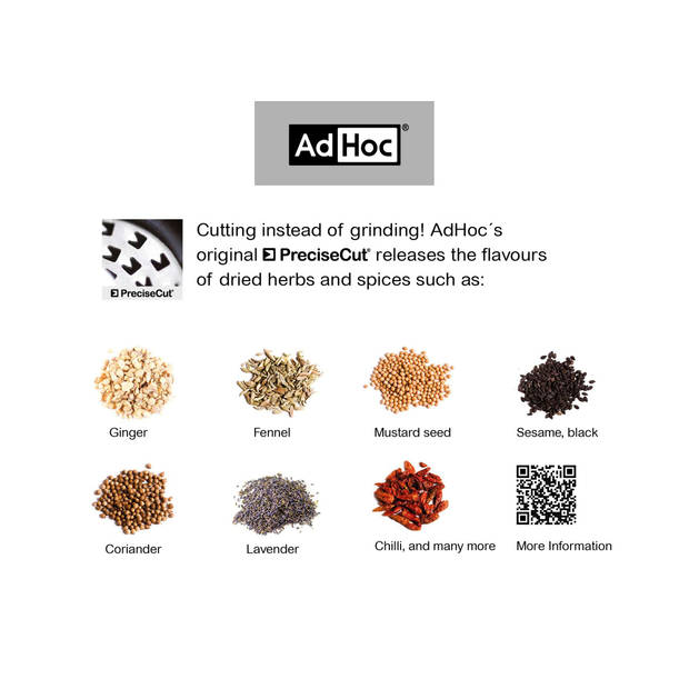 Adhoc - Aroma Kruidenmolen - Roestvast Staal - Zilver