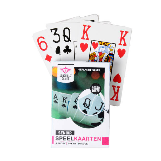 1x Senioren speelkaarten plastic poker/bridge/kaartspel - Kaartspel