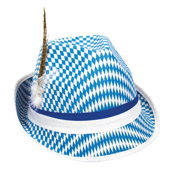 Tiroler Bayern hoed Oktoberfest - blauw/wit