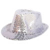Trilby hoed met glitters - zilverkleurig