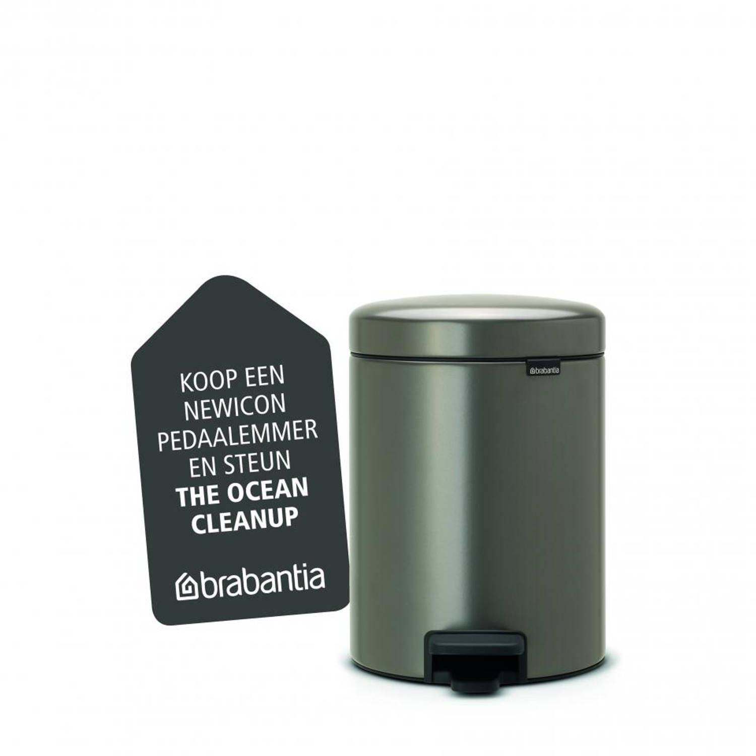 Brabantia newIcon pedaalemmer 5 liter met kunststof - Platinum | Blokker