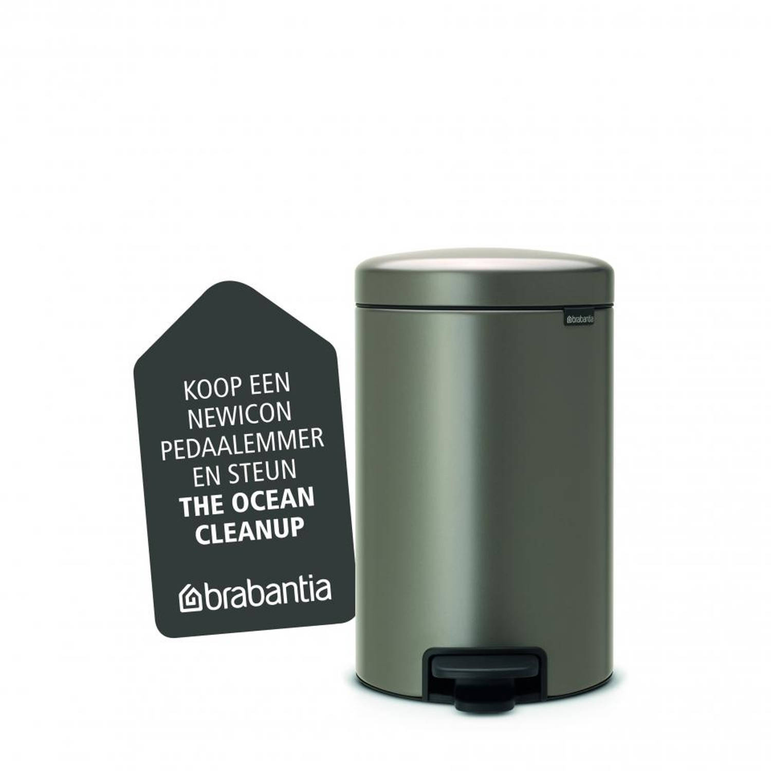 antenne Reflectie Arne Brabantia newIcon pedaalemmer 12 liter met kunststof binnenemmer - Platinum  | Blokker